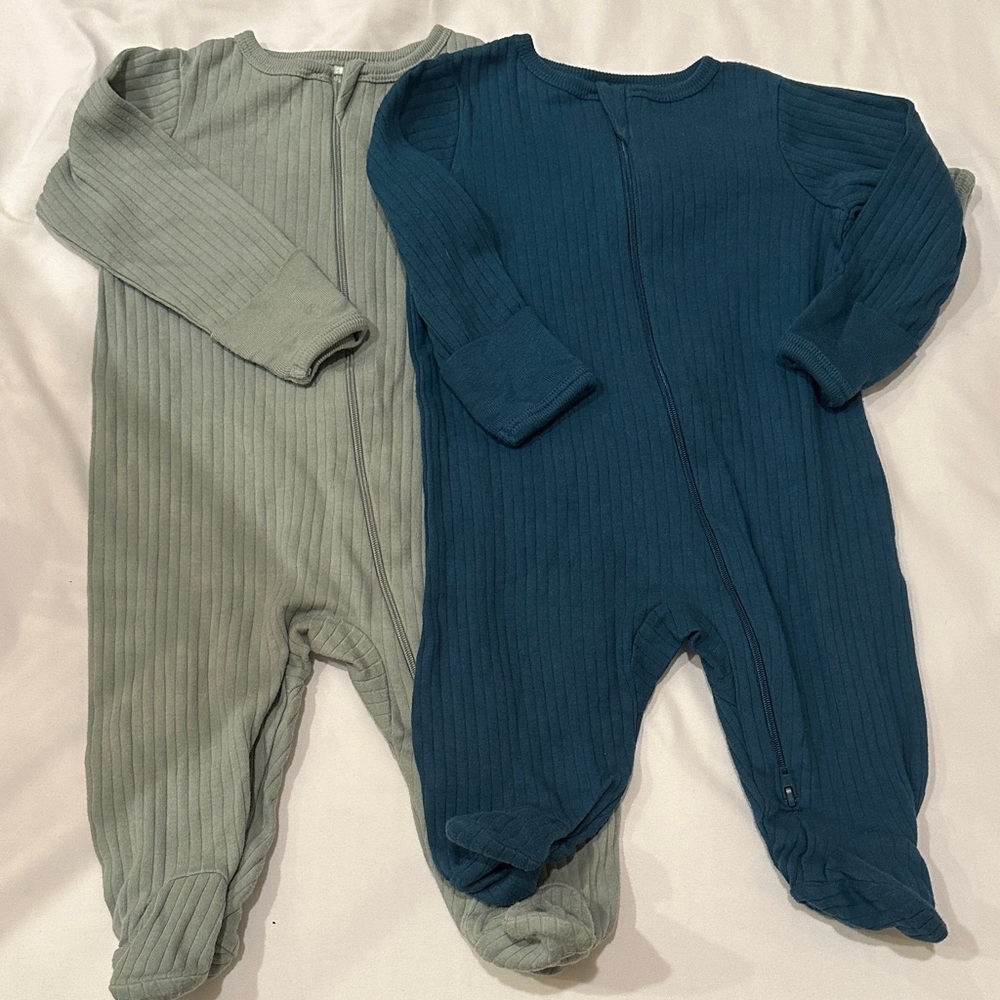 Wonder Nation Kids Footies - Teal and Light Hunter Green